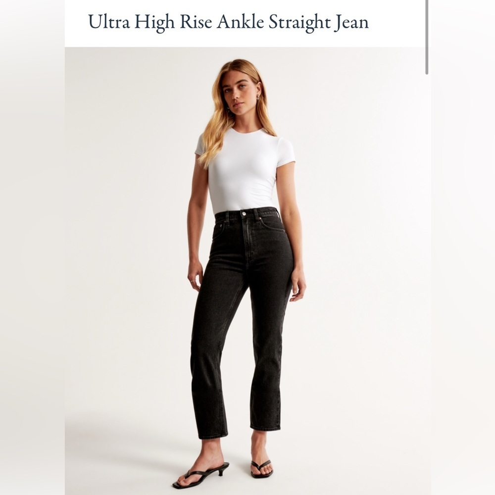 Black Ultra High Rise Ankle Straight Jeans